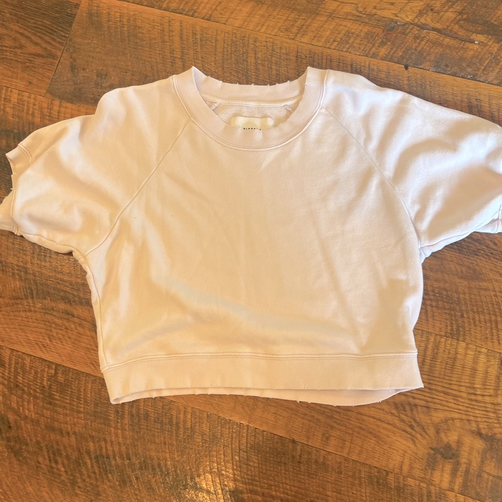 PISTOLA distressed cropped sweatshirt lavender